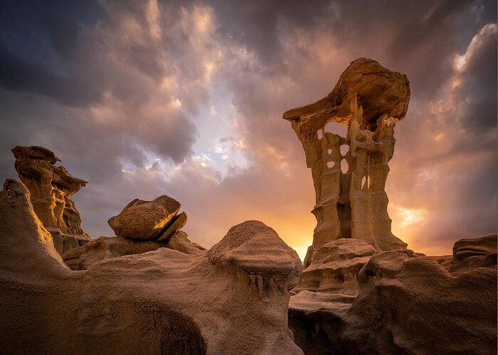 Sunset Greeting Card featuring the photograph Chaco Altar by Peter Boehringer