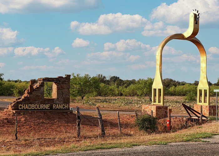 Cowboy Greeting Card featuring the photograph Chadbourne Ranch Gate by Steve Templeton
