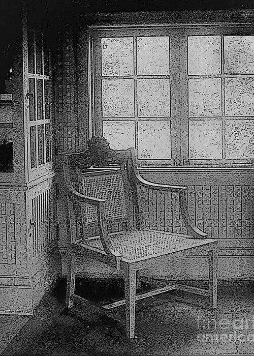Chair Window B&w Room Greeting Card featuring the photograph Chair Window1 by John Linnemeyer