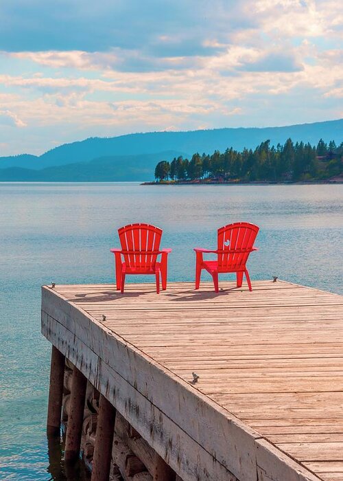 Red Greeting Card featuring the photograph Chairs Waiting For You by Pamela Dunn-Parrish