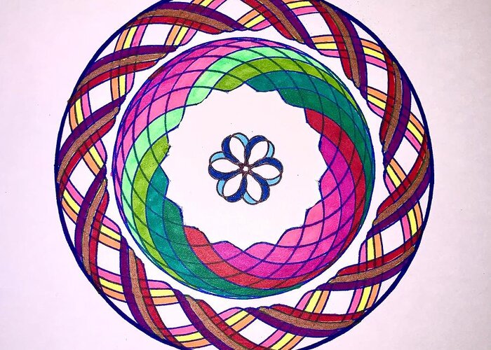 Spiral Greeting Card featuring the drawing Chakra Series #5b by Steve Sommers