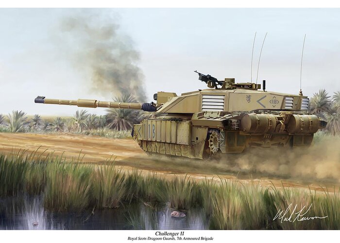 Tank Prints Greeting Card featuring the painting Challenger II by Mark Karvon