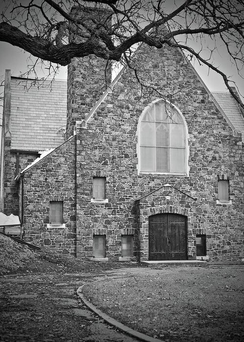 Chapel Greeting Card featuring the photograph Chapel in Black and White by Carol Jorgensen
