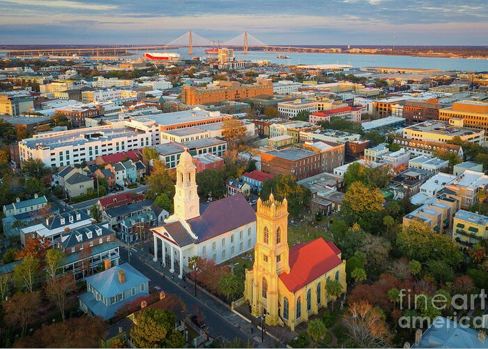 America Greeting Card featuring the photograph Charleston from Above by Inge Johnsson