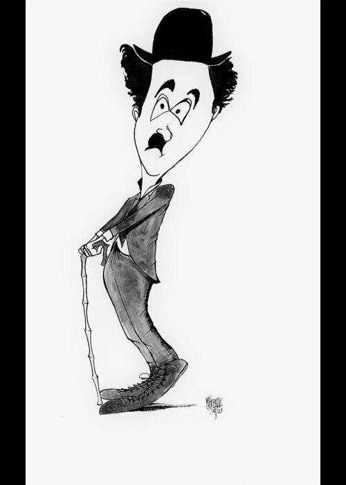 Classic Greeting Card featuring the drawing Charlie Chaplin 2 by Michael Hopkins