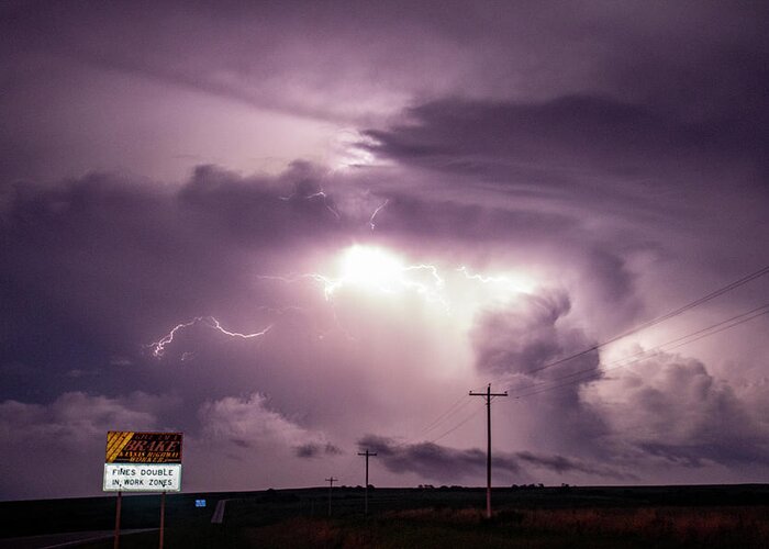 Nebraskasc Greeting Card featuring the photograph Chasing Night Tornadoes 003 by Dale Kaminski