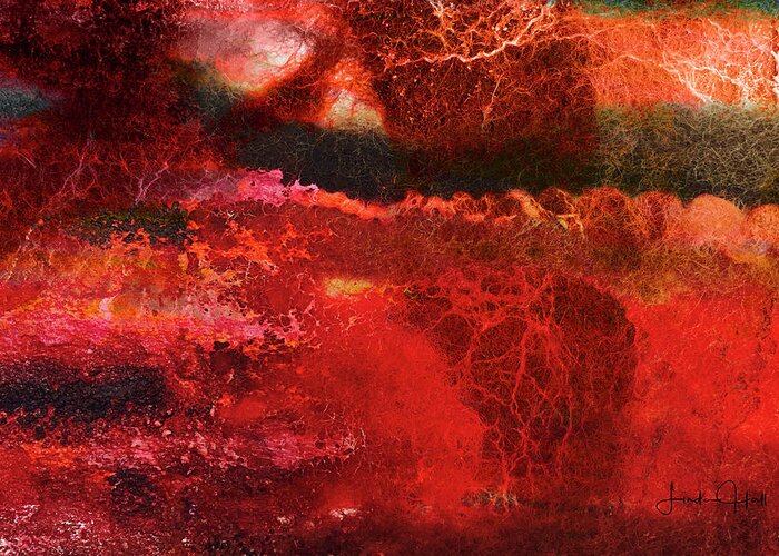 Red Greeting Card featuring the digital art Chasm by Linda Lee Hall
