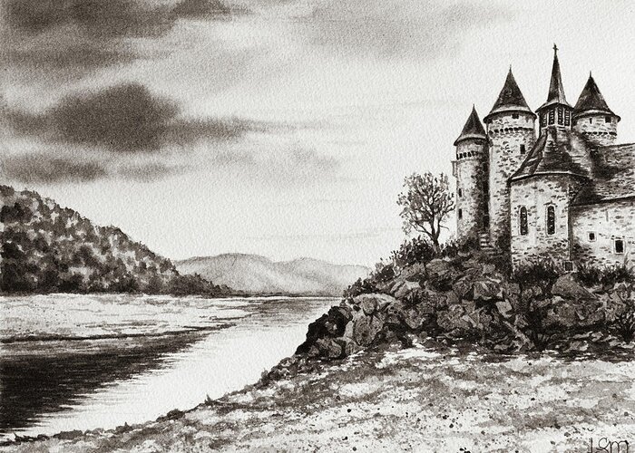 Art Greeting Card featuring the painting Chateau du Val by Linda Shannon Morgan