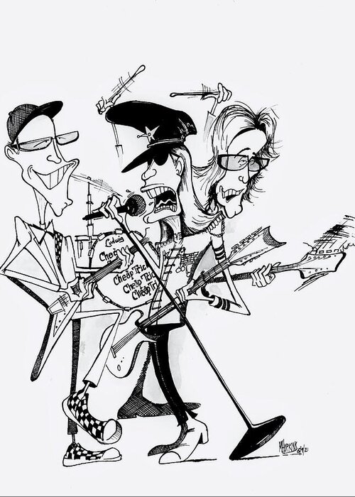 Caricature Greeting Card featuring the drawing Cheap Trick by Michael Hopkins
