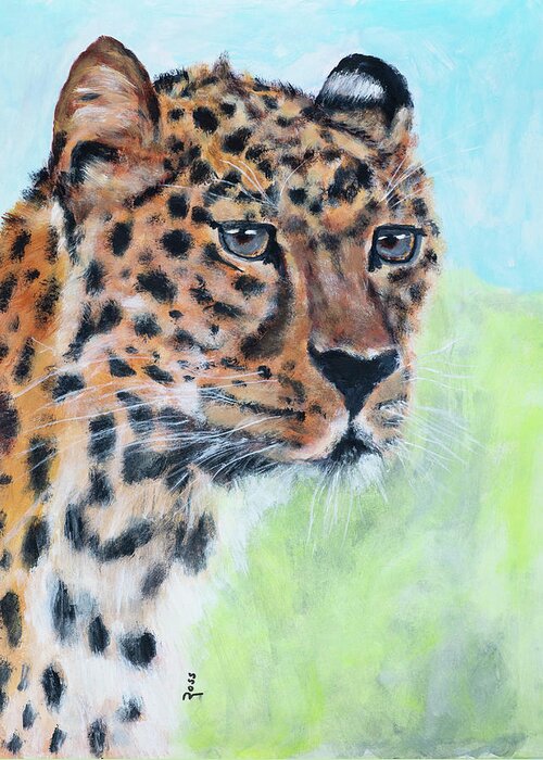Cheetah Greeting Card featuring the painting Cheetah by Mark Ross