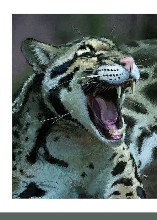 Cheetah Greeting Card featuring the digital art Cheetah by Tom Gehrke