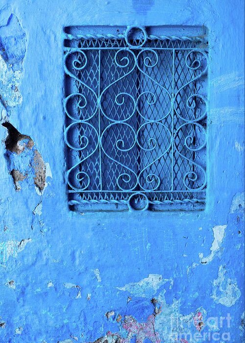 Chefchaouen Greeting Card featuring the photograph Chefchaouen Window Grille 02 by Rick Piper Photography