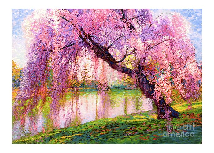 Landscape Greeting Card featuring the painting Cherry Blossom Beauty by Jane Small