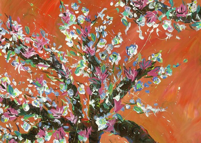  Greeting Card featuring the painting Cherry Tree by Britt Miller