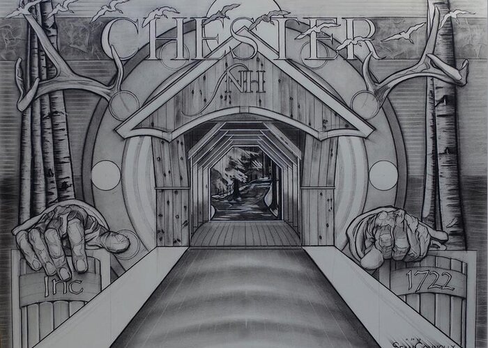 Realism Greeting Card featuring the drawing Chester N H by Sean Connolly