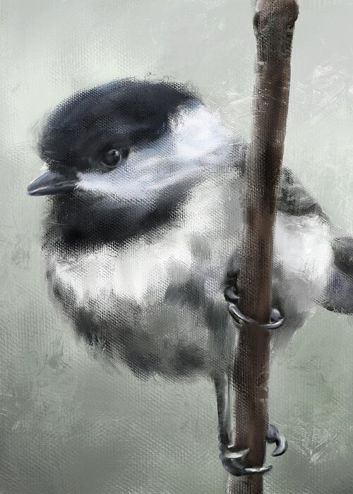 Bird Greeting Card featuring the painting Chester The Chickadee by Jai Johnson