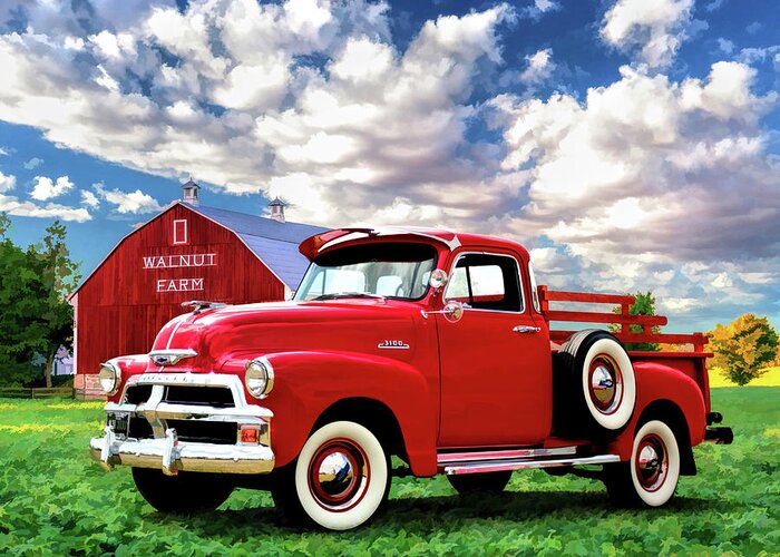 Chevy Greeting Card featuring the painting Chevy 3100 Pickup by Christopher Arndt