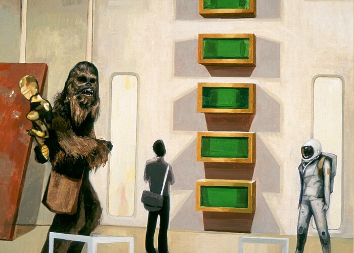 Chewbacca Greeting Card featuring the painting Chewbacca in Cloud City with Art by Scott Listfield