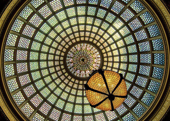 Art Greeting Card featuring the photograph Chicago Cultural Center Dome Square by David Levin