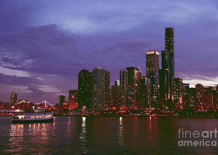 Joshua Mimbs Greeting Card featuring the photograph Chicago Night by FineArtRoyal Joshua Mimbs