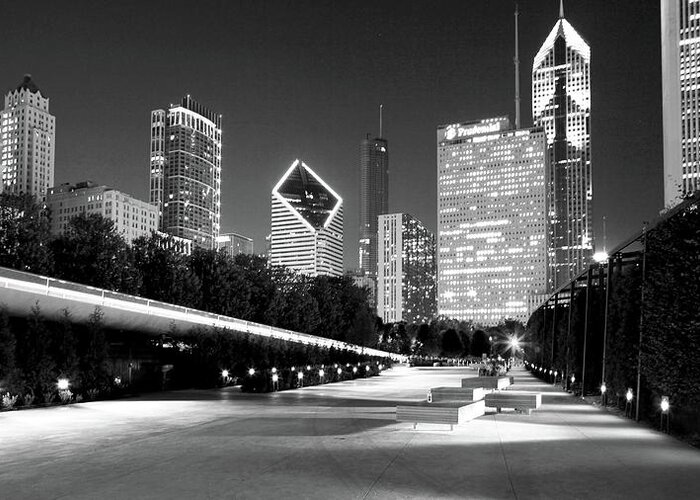 Architecture Greeting Card featuring the photograph Chicago Night Lights Skyline by Patrick Malon