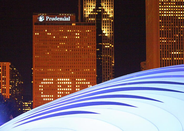 Architecture Greeting Card featuring the photograph Chicago Skyline Blue Orb Art by Patrick Malon