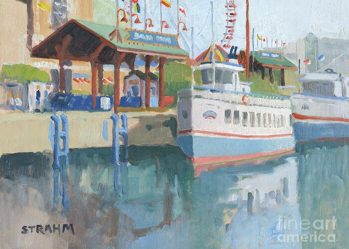 Navy Pier Greeting Card featuring the painting Chicago's Navy Pier - Chicago, Illinois by Paul Strahm