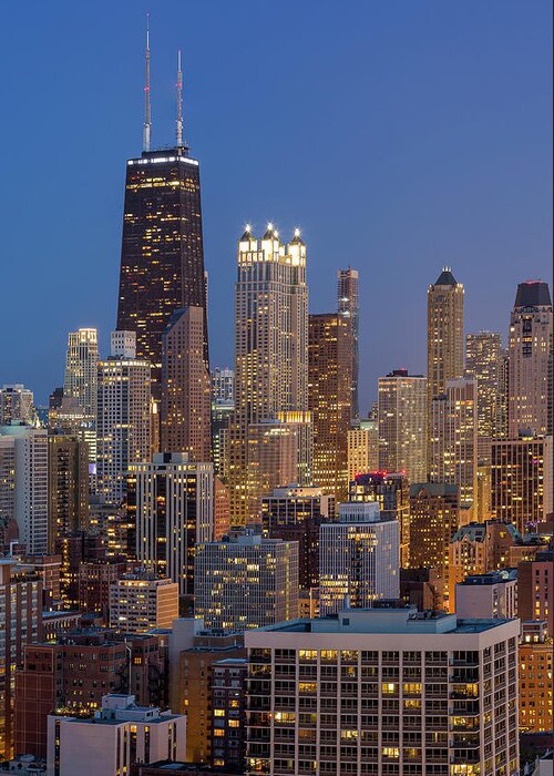 3scape Greeting Card featuring the photograph Chicago's Streeterville at Dusk Vertical by Adam Romanowicz