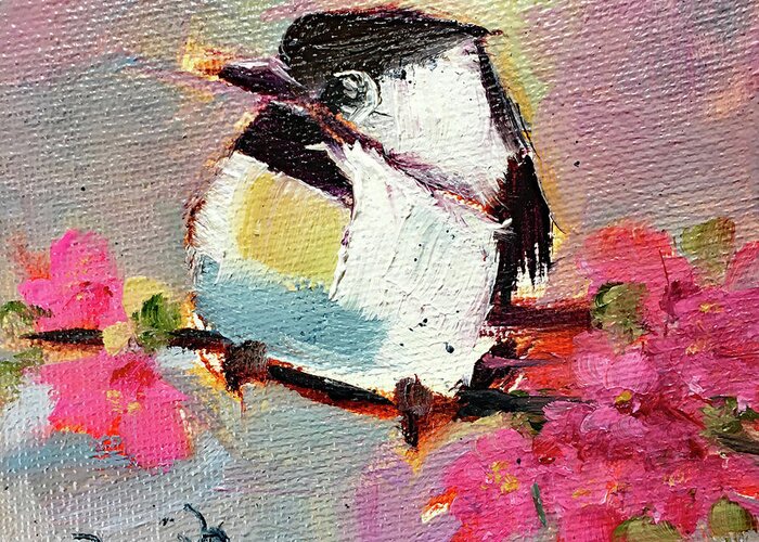Chickadee Greeting Card featuring the painting Chickadee 5 by Roxy Rich