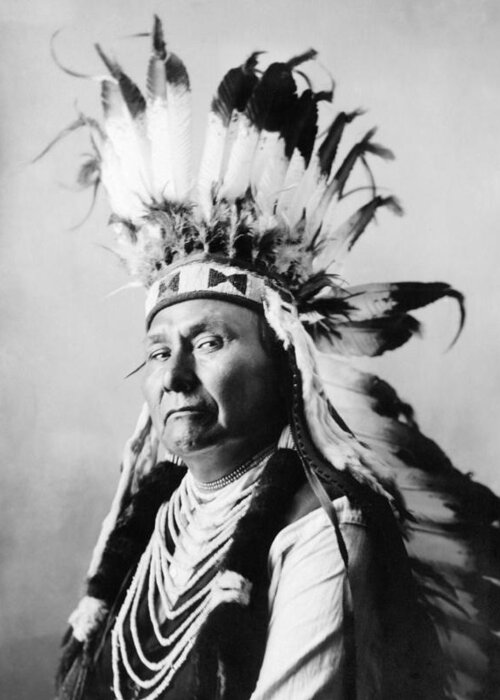 Chief Joseph Greeting Card featuring the photograph Chief Joseph Portrait - Nez Perce Leader - 1900 by War Is Hell Store
