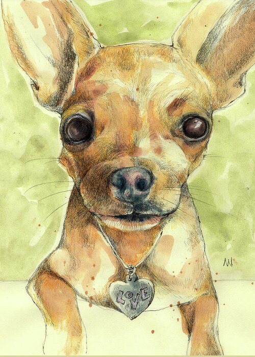 Love Puppy Greeting Card featuring the painting Chihuahua Love by AnneMarie Welsh