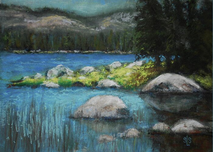 Lake Greeting Card featuring the pastel Chilling out at Chilicoot by Sandra Lee Scott
