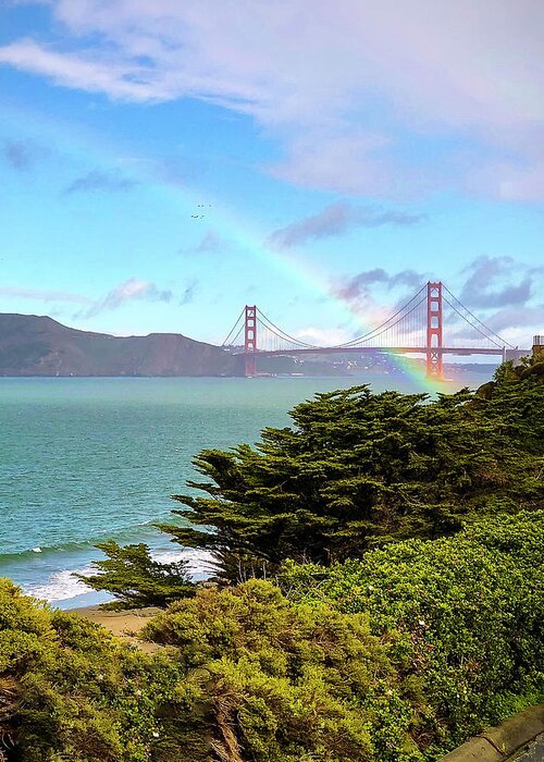  Greeting Card featuring the photograph China Beach Rainbow by Louis Raphael