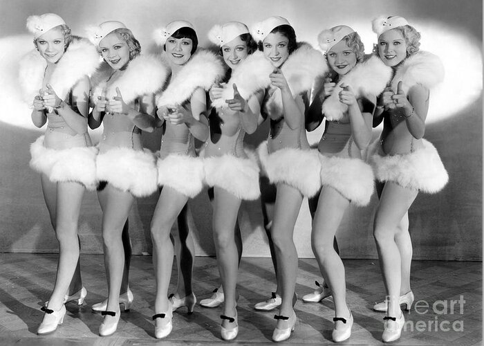 Musical Greeting Card featuring the photograph Chorus Girls 42nd Street 1933 by Sad Hill - Bizarre Los Angeles Archive