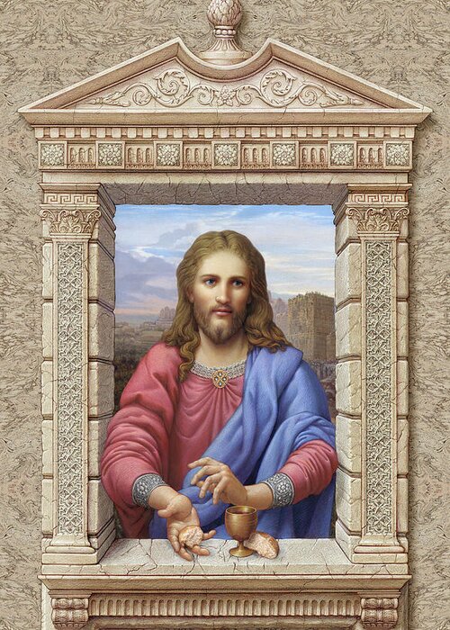 Christian Art Greeting Card featuring the painting Christ by Kurt Wenner