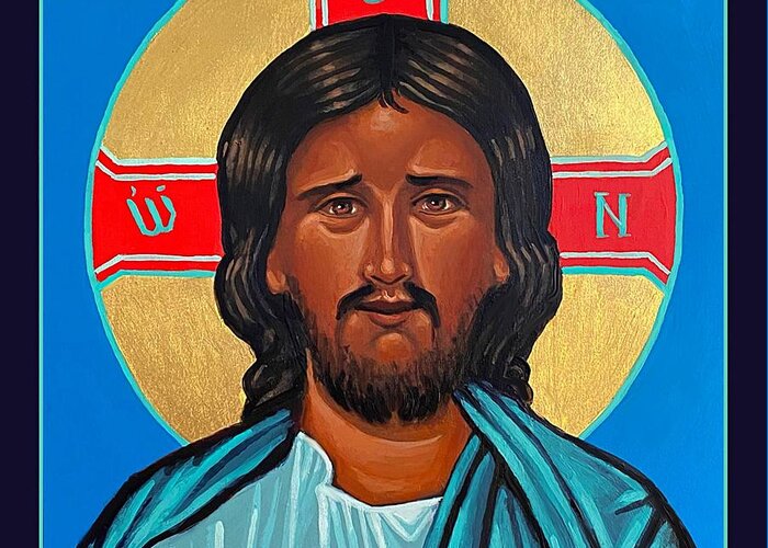 Religious Iconography Greeting Card featuring the painting Christ/ Compassion by Kelly Latimore