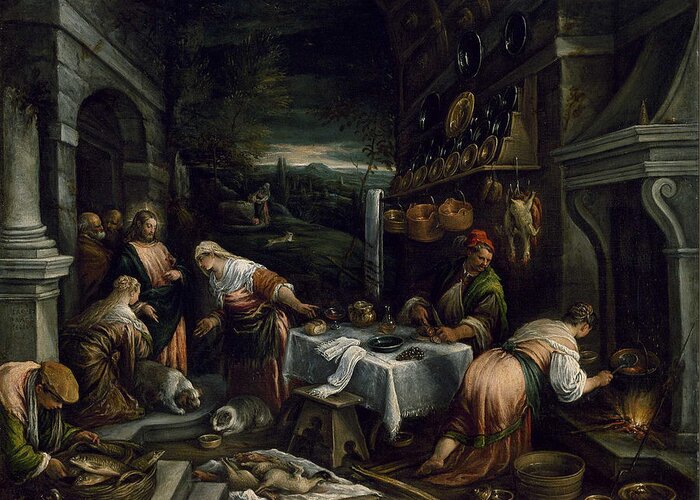 Jacopo Greeting Card featuring the photograph Christ in the House of Mary, Martha, and Lazarus by Paul Fearn