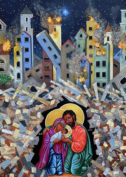  Greeting Card featuring the painting Christ in the Rubble by Kelly Latimore