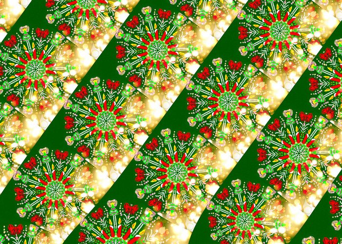 Christmas Greeting Card featuring the digital art Christmas Candle Mandala Joy Spiral 2 by Eileen Backman