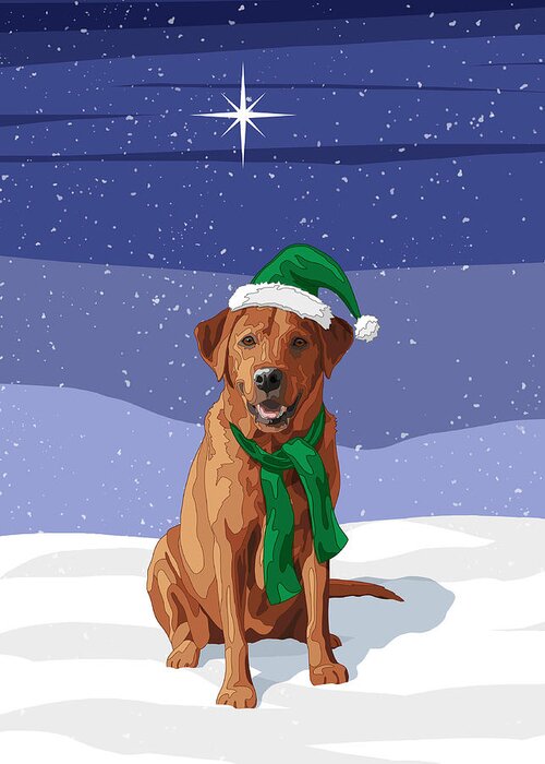 Dogs Greeting Card featuring the digital art Christmas Dog Fox Red Labrador Retriever by Crista Forest