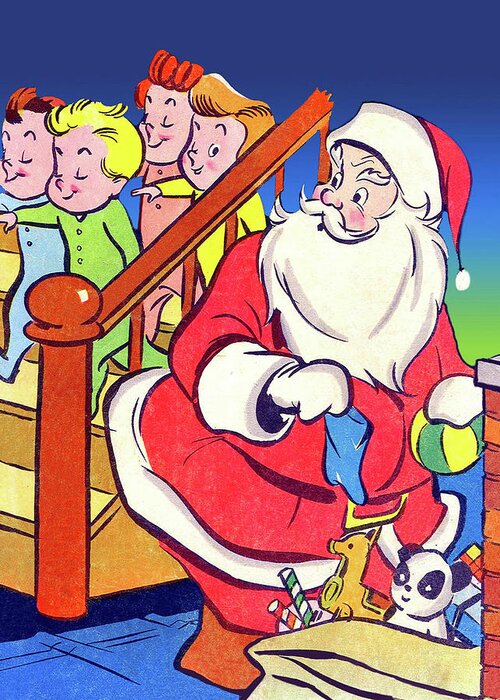 Santa Claus Greeting Card featuring the digital art Christmas Mooning by Long Shot
