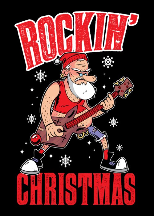 Christmas Rockin Holiday Guitar Band Player Gift Greeting Card by