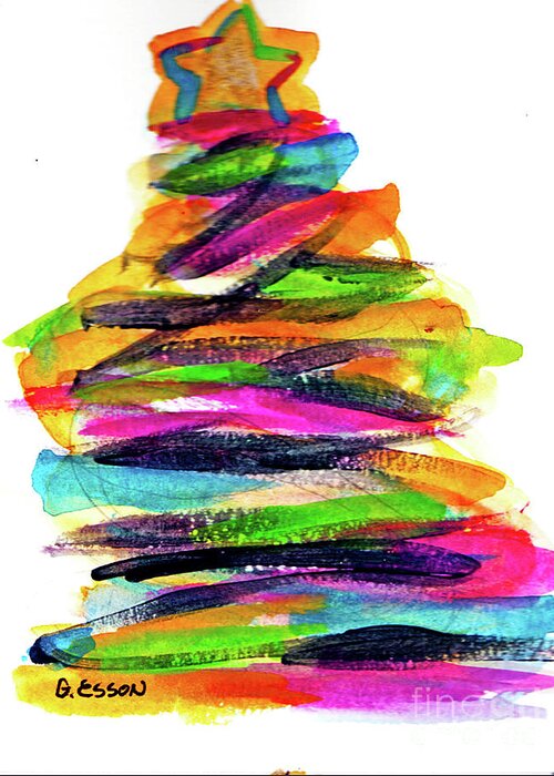 Christmas Greeting Card featuring the painting Christmas Tree Abstract by Genevieve Esson