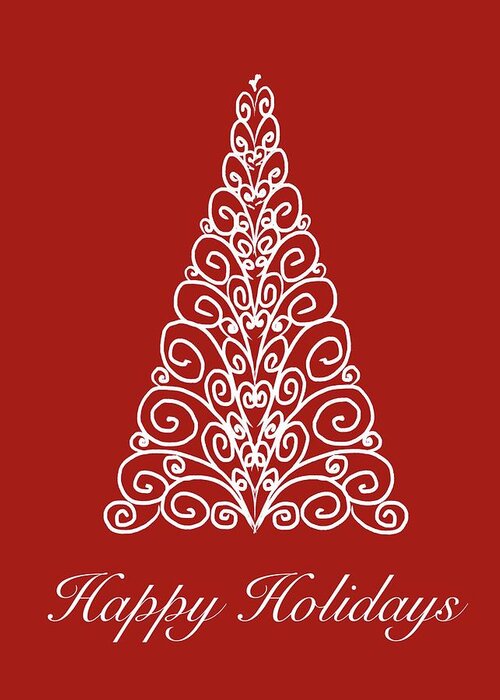 Christmas Greeting Card featuring the digital art Christmas Tree Red #1 by Bnte Creations