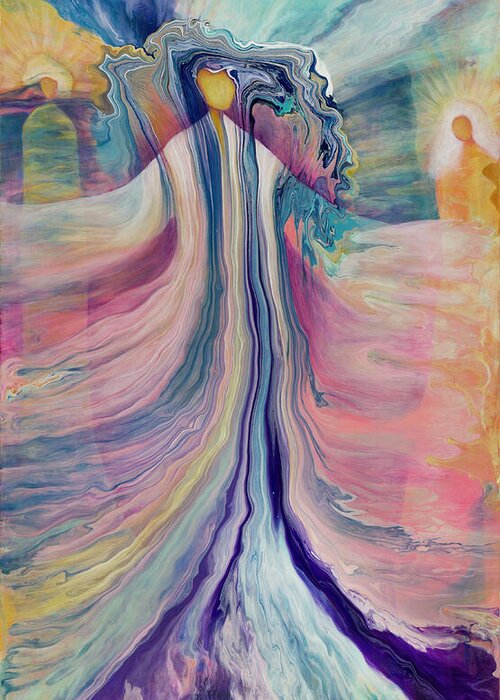 Divine Feminine Greeting Card featuring the painting Chrysalis by Darcy Lee Saxton