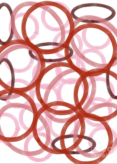 Circles Greeting Card featuring the digital art Circular Design in Pinks and Reds by Bentley Davis