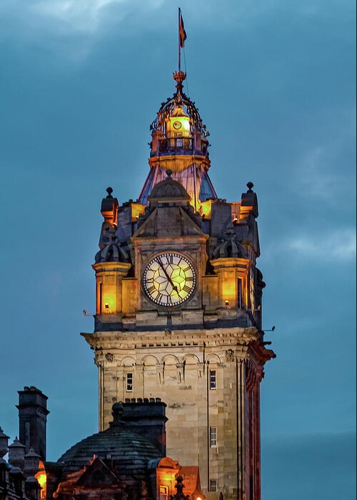 City Of Edinburgh Greeting Card featuring the digital art City of Edinburgh Scotland - The Balmoral by SnapHappy Photos