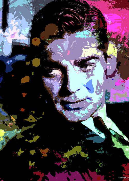 Clark Gable Greeting Card featuring the digital art Clark Gable - 3 psychedelic portrait by Movie World Posters