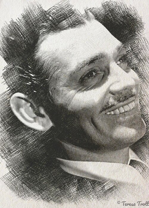 Clark Gable Greeting Card featuring the drawing Clark Gable Sketch by Teresa Trotter