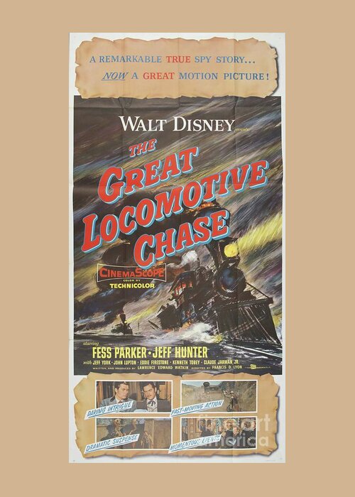 Great Greeting Card featuring the painting Classic Movie Poster - The Great Locomotive Chase by Esoterica Art Agency